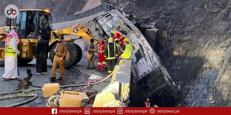 Seven Pakistani Umrah pilgrims from one family died in a Saudi Arabia road accident, raising safety concerns during pilgrimage travel.